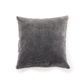 Ash Velvet Pillow With Poms - 22"x22