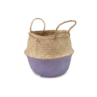 ***Lavender Dipped Seagrass Belly Basket Lavender
