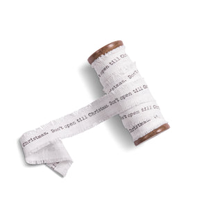 "Don't open until Christmas" Ribbon on Wooden Spool - 11 yards 0.8" Wide