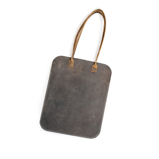 ***Ash Distressed Leather Oval Tote Grey