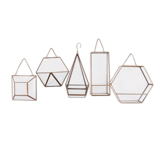 Hexagon Hanging Glass Terrarium 12" x 10" x 3"