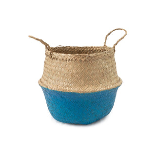 ***Blue Dipped Seagrass Belly Basket Blue