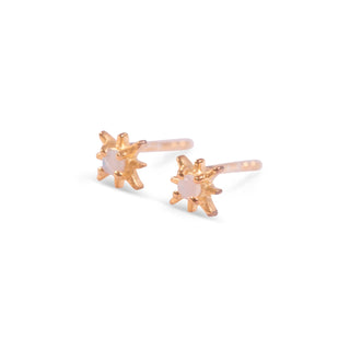 Gold Star Burst Studs with Opal Earrings