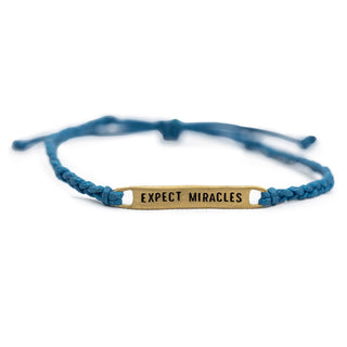 Brass Expect Miracles Braided Bracelet - Blue - Adjustable
