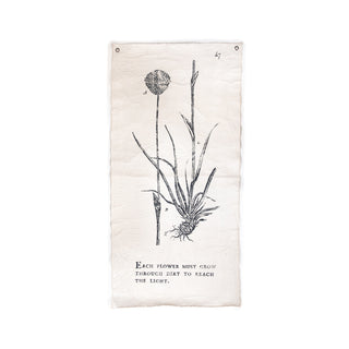 Each Flower Must Grow - Botanical Hand Painted Wall Hanging 32"x63" (sizes vary)