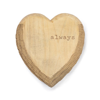 Rustic "Always" Hand Carved Wood Heart - 9.5" x 10.5" x 2.25"