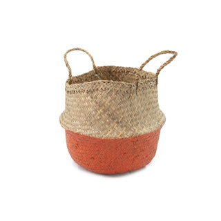 ***Orange Dipped Seagrass Belly Basket Orange