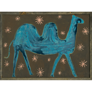 Camel In The Stars (Grey Wood) - Art Print