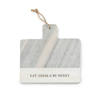 Eat, Drink & Be Merry Marble and Wood Cutting/Serving Board 12" x 12" x 0.6"