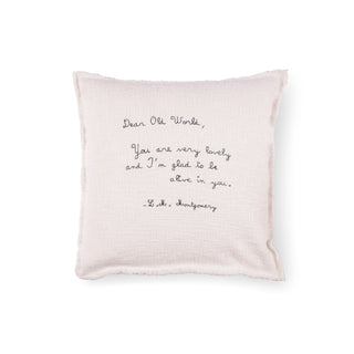 ***Pillow Collection- Embroidered Dear Old World - L.M. Montgomery Pillow 24"x24"