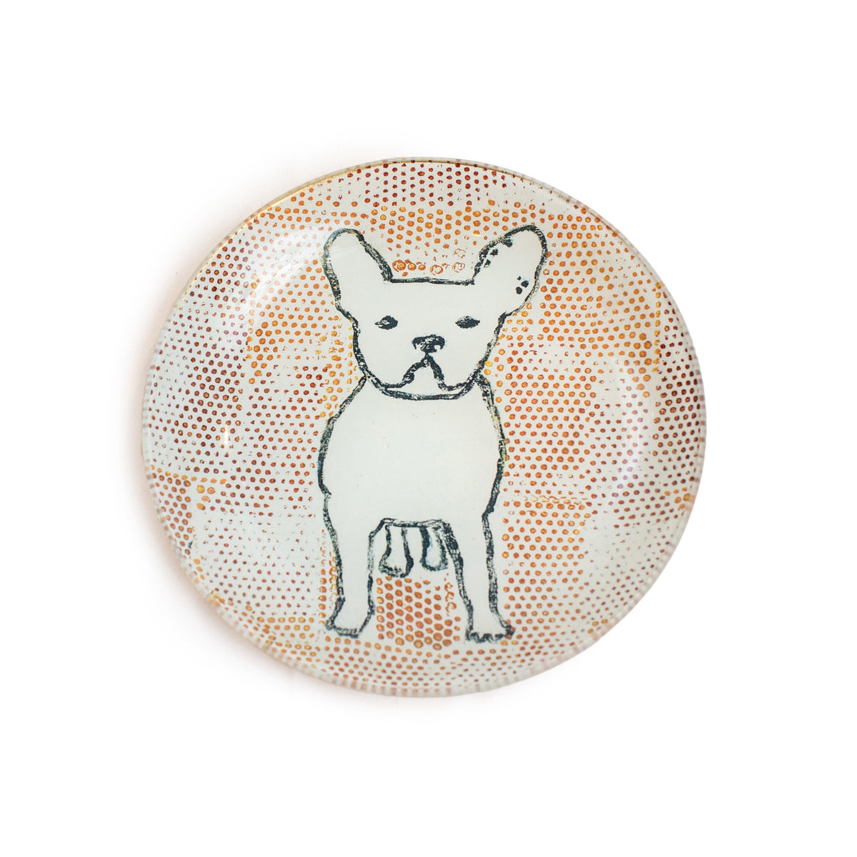 ***Frenchie Round Decoupage Plate - 6in