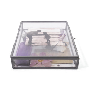 Rectangle Glass and Zinc Memory Box - 10" x 8" x 2"