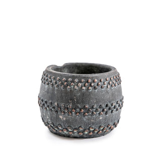 ***Rustic Studded Cement Pot