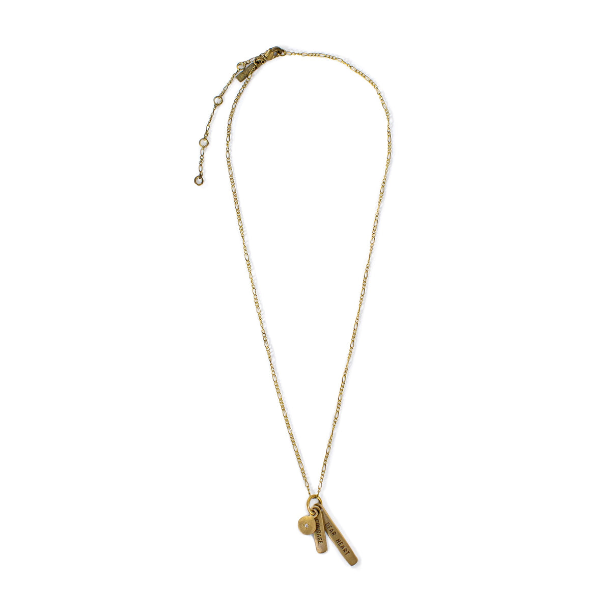 ***Courage Dear Heart Necklace - Brass 22"
