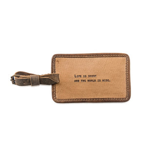 Life Is Short Leather Luggage Tag - 5”x3