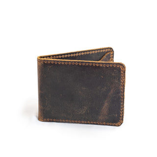 Brown Distressed Leather Bifold Wallet Brown