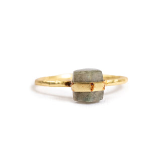 ***Gold Plated Ring with Raw Labradorite Stone - Size