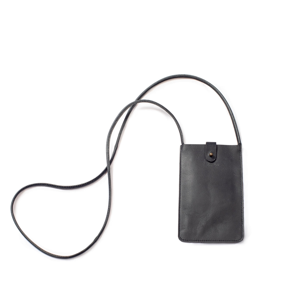***Black Distressed Leather Phone Carrier Black