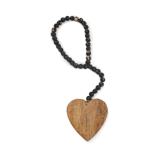 Small Heart Antiqued Wood Bead Strand