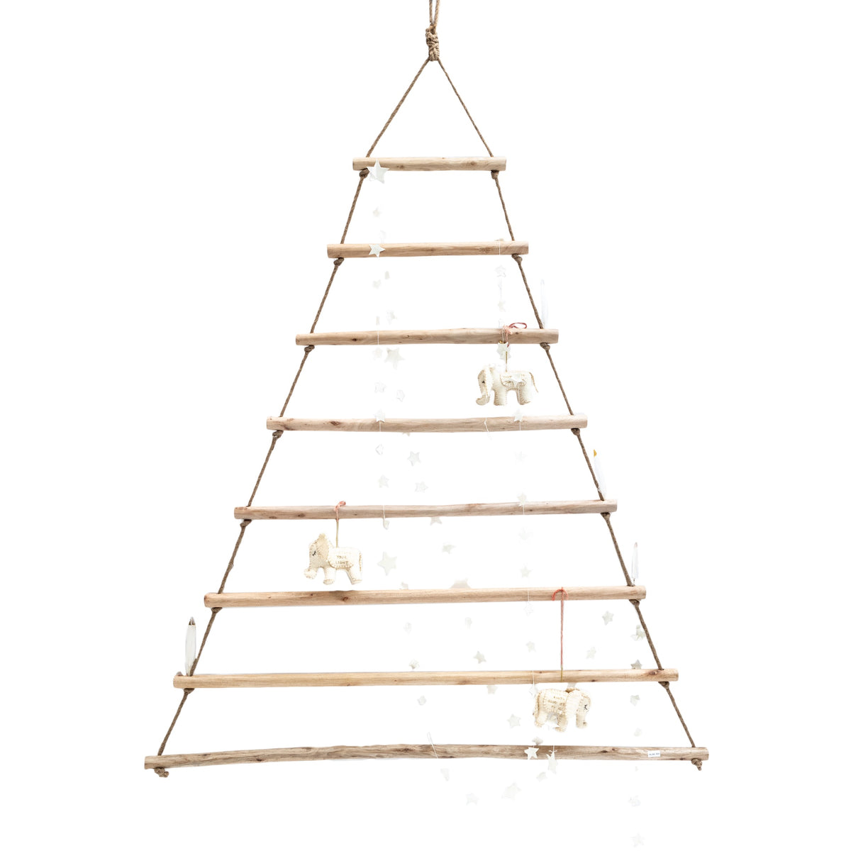 Hanging Wood & Jute Tree Display