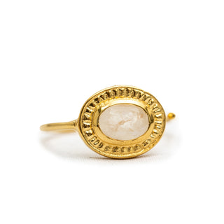 ***Gold Plated Rainbow Moonstone Plate Ring