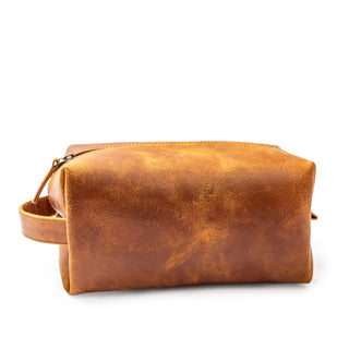 The Early Bird Gets The Worm Sable Distressed Leather Dopp Kit