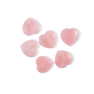 Rose Quartz Flat Stone Hearts (Set of 6) - 2.5"x2.5"