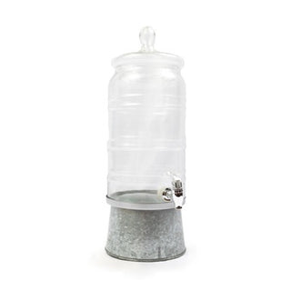 Glass & Galvanized Metal Drink Dispenser
