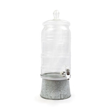 ***Glass & Galvanized Metal Drink Dispenser