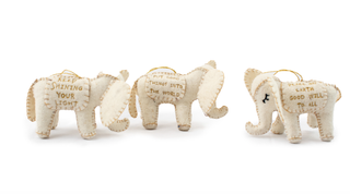Felt Cream Elephant Ornaments - Assorted Set of 12
