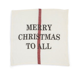 Merry Christmas Linen Napkin / Dishtowel - Set of 6 - 22" x 22"
