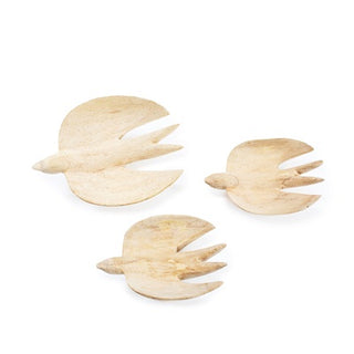 Hand Carved Wooden Birds- Assorted Set of 3