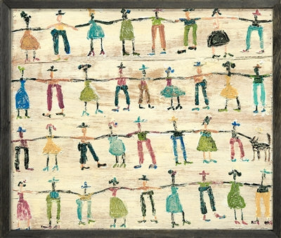 Little People Art Print - Grey Wood