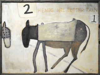 Two Heads are Better (Grey Wood) - Art Print