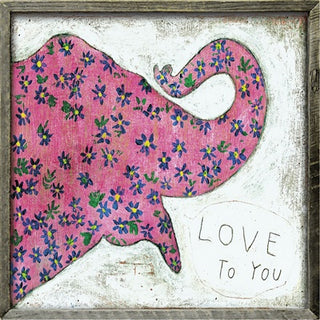 Pink Elephant (Grey Wood) - Art Print