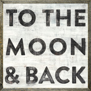 To The Moon And Back (Grey Wood) - White - Art Print