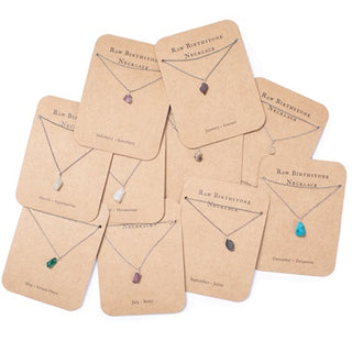 Raw Birthstone Necklaces in Sterling Silver- Assorted Set of 12
