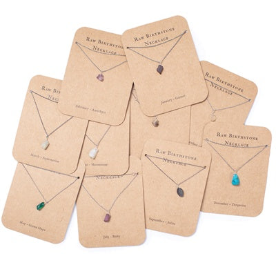 ***Raw Birthstone Necklaces in Sterling Silver- Assorted Set of 12