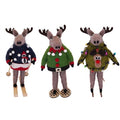 Felt Moose Ornaments Ugly Sweater Contest - Assorted Set of 6