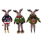 Felt Moose Ornaments Ugly Sweater Contest - Assorted Set of 6