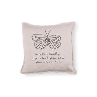 ***Pillow Collection- Embroidered Love Is Like A Butterfly Pillow 24"x24"