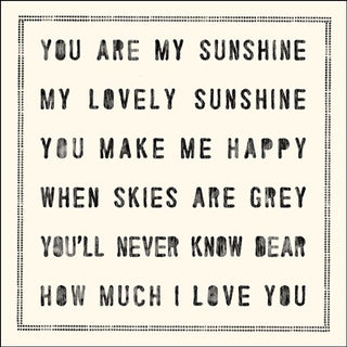 You Are My Sunshine Notecard - Set of 10 - 3"x3"