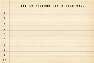 Top Ten Reasons Why I Love You Postcard - Set of 10 (RETAIL ONLY)