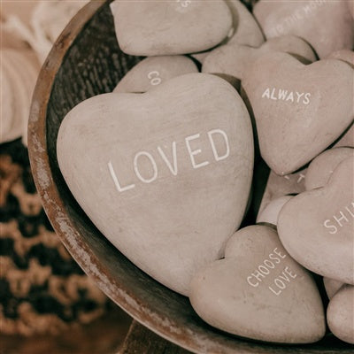 Loved Large Heart Shaped Stone - Set of 6