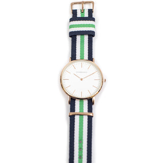 ***Wrist Watch with Navy and Green Nylon Strap Navy and Green 9.5" x 1"