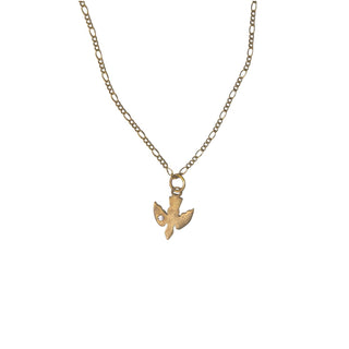 Mama Bird Brass Necklace with Stone