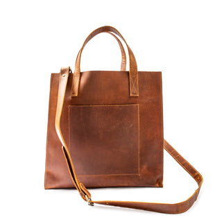 ***Sable Distressed Leather Tote Tan