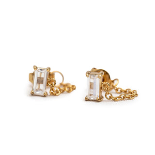 Gold Plated Baguette Chain Studs