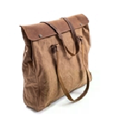 ***Canvas Shoulder Bag with Leather Straps - Beige 16"x4"x16"