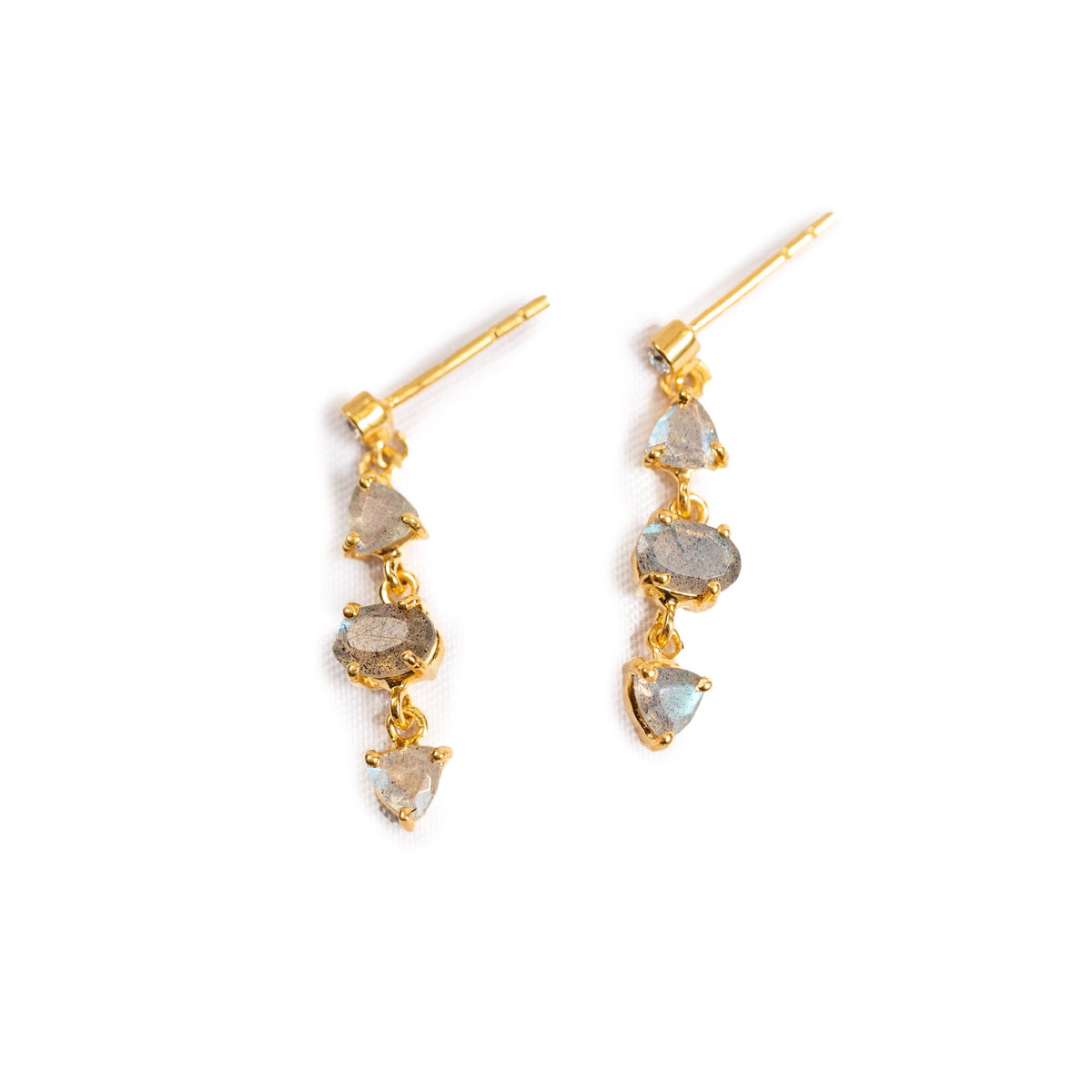 ***Labradorite Gold Plated Drop Studs